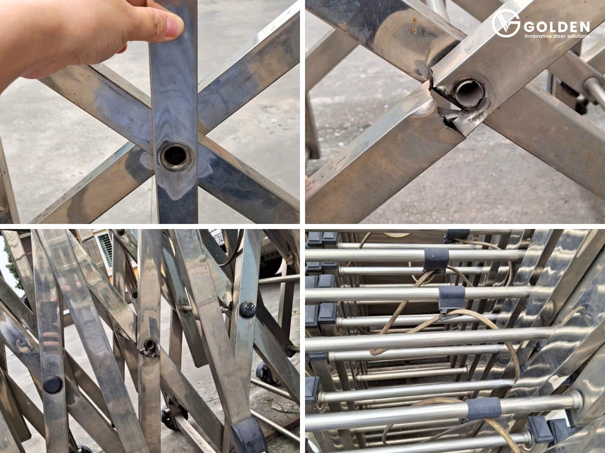 Cách phân biệt cổng xếp chính hãng qua mối hàn & độ hoàn thiện