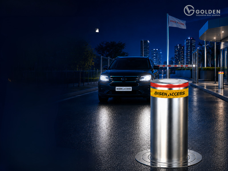 Cột chắn xe bollard Bisen SD602RP có hiệu ứng phản quang