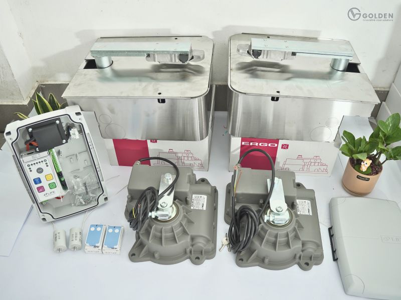 Đế cổng âm sàn inox sáng bóng, bền bỉ