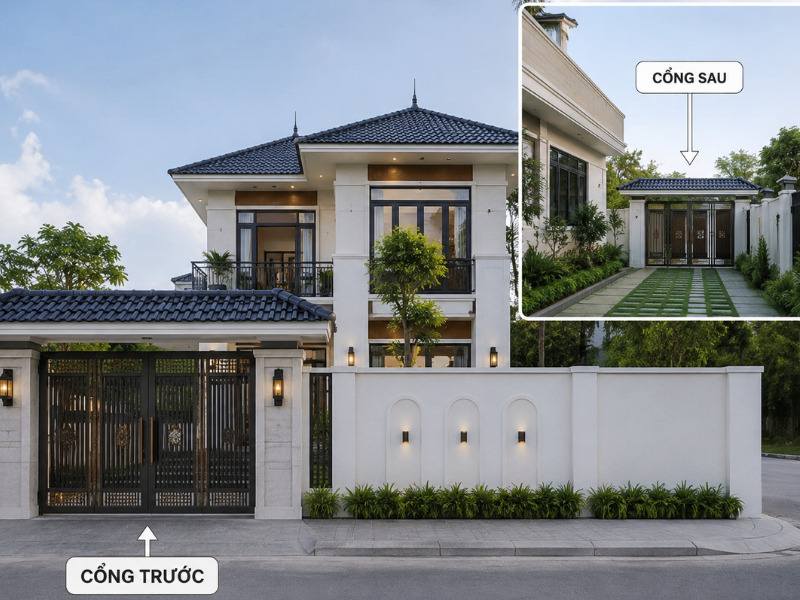 Nhà có hai cổng trước và sau