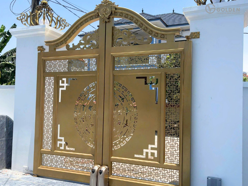 Cổng nhôm CNC họa tiết tối giản, tinh tế