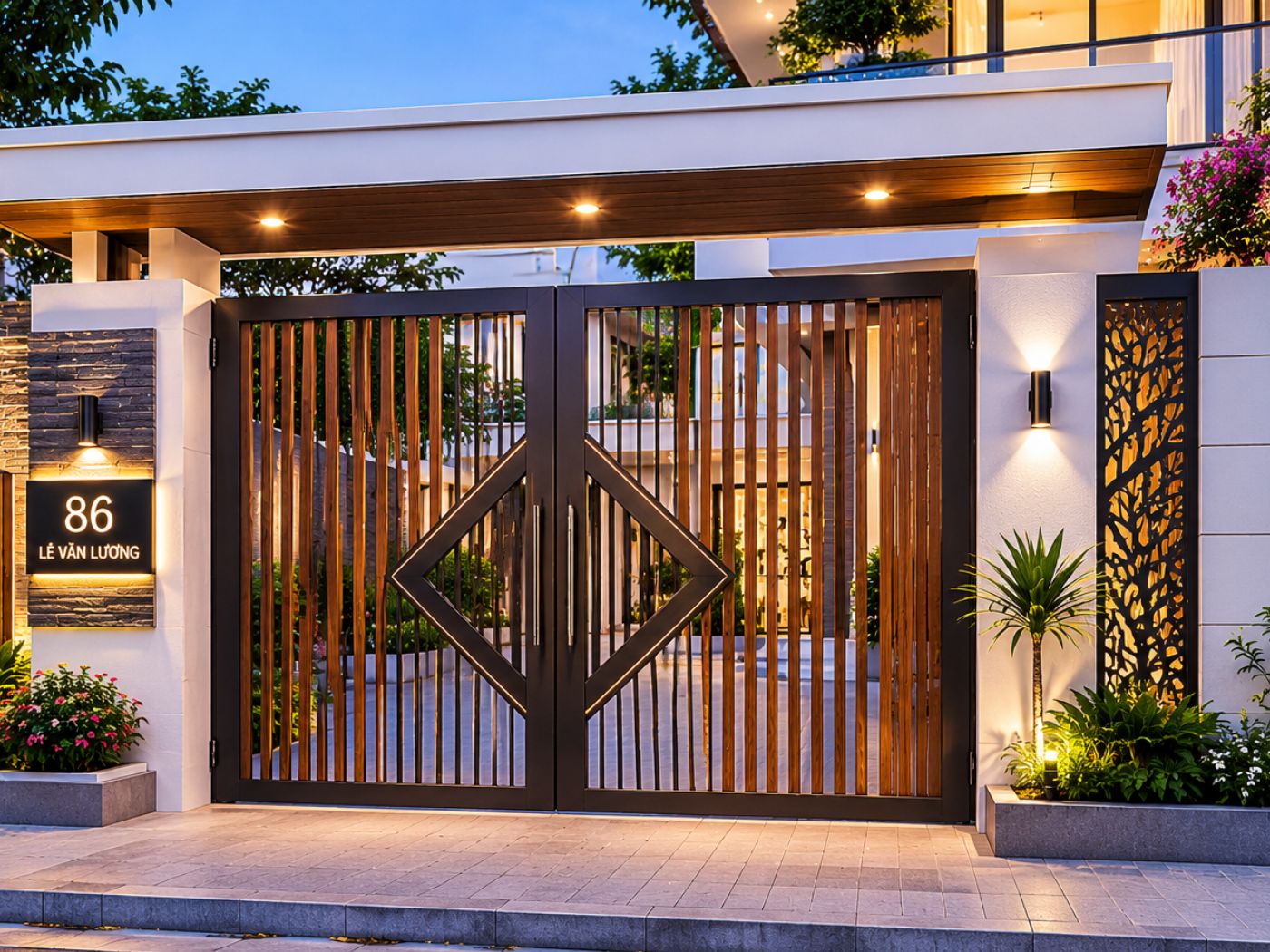 Mẫu cổng mái bằng đẹp được ưa chuộng, dễ ứng dụng