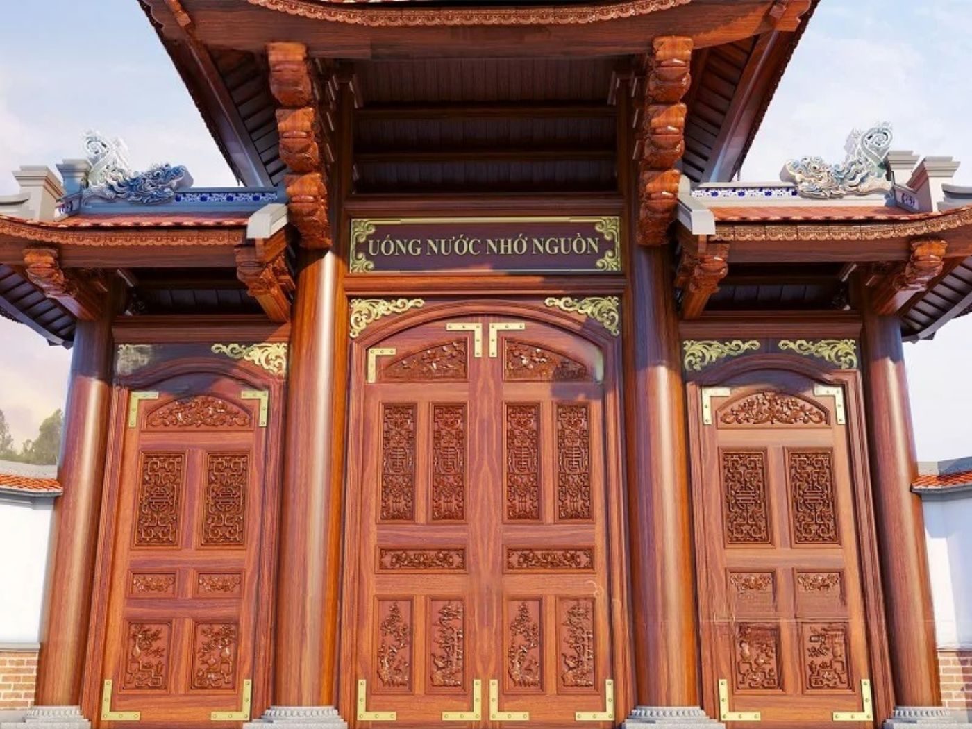 Mẫu cổng tam quan đẹp, phù hợp nhà thờ tổ