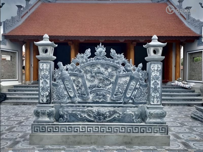 Cách hóa giải nhà có đường đâm thẳng vào cổng bằng tấm bình phong